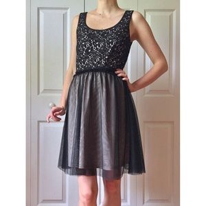 LC by Lauren Conrad Black Lace & Tulle Dress